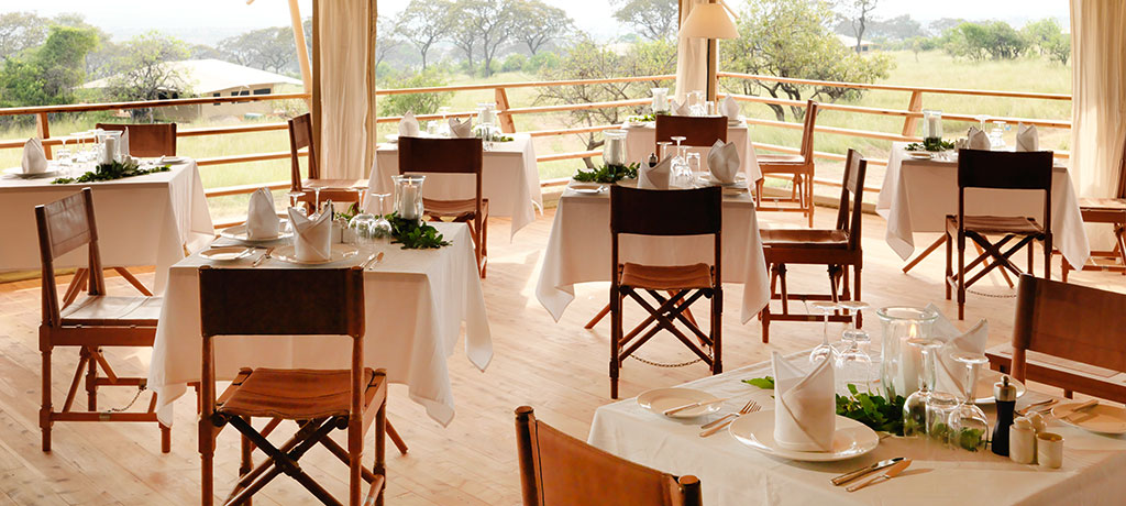 Africa Tanzania Serengeti Natl Park Serengeti Bushtops dining